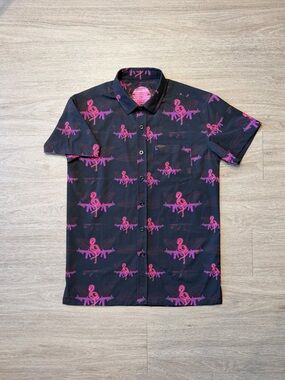 Retro Rifle D Flamingo Button Up